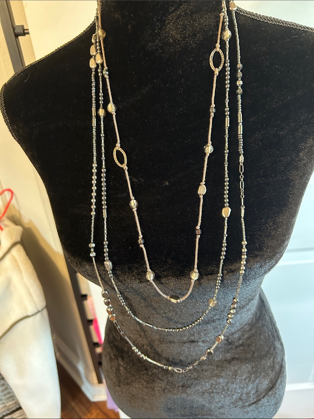 Silpada Layered Metallic Necklace - Black and Gold Accents